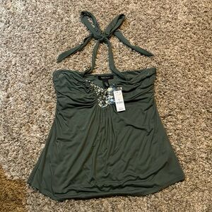 WHBM Embish Date Top olive top